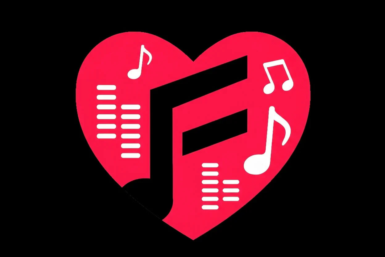 Heart Logo With F and music notes